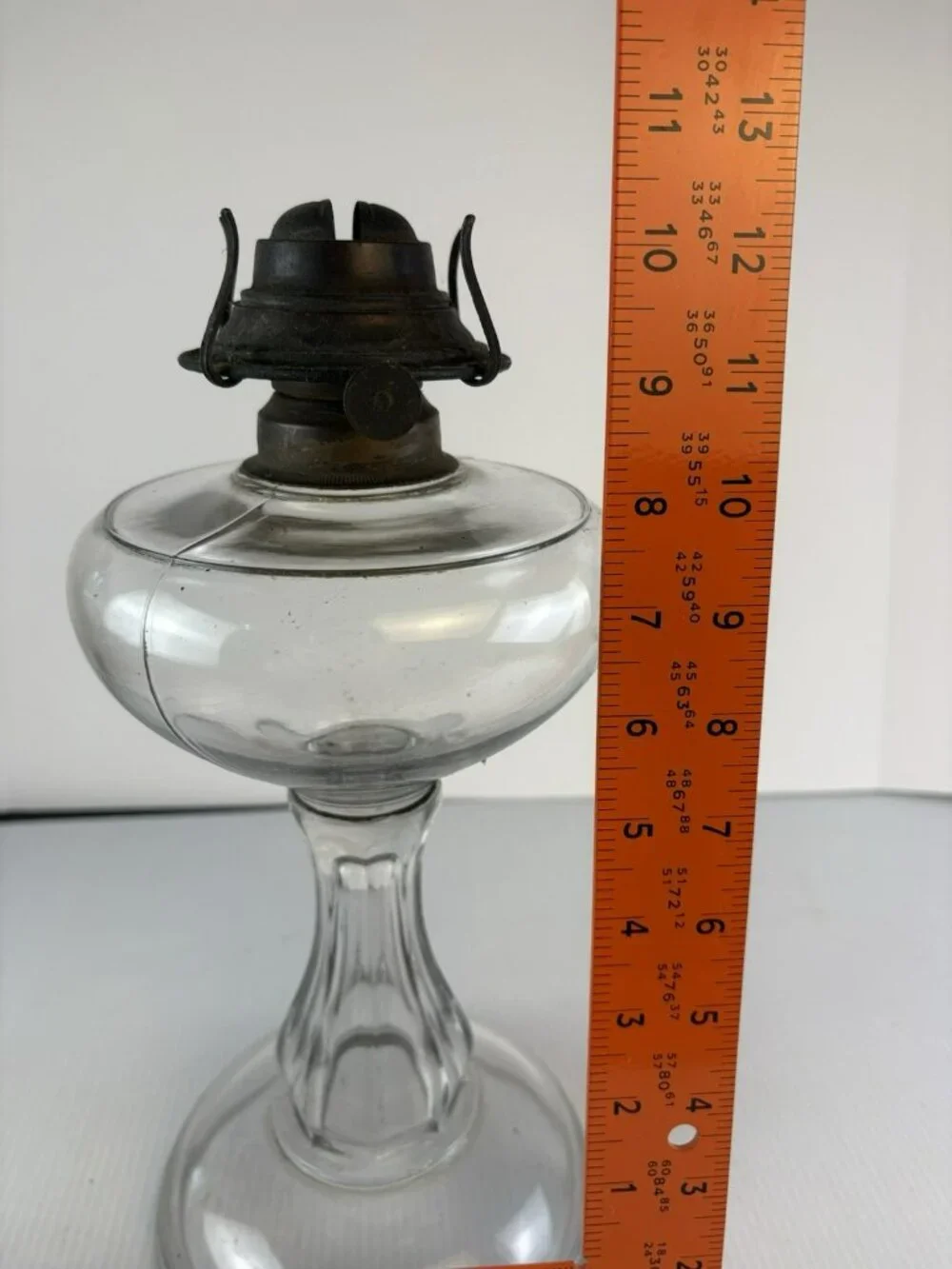 Antique Victorian Clear Glass Pedestal Lamp 10.5